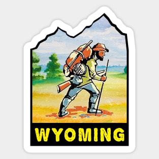 Hiking Wyoming Vintage Style Hiker Mountain Man Sticker